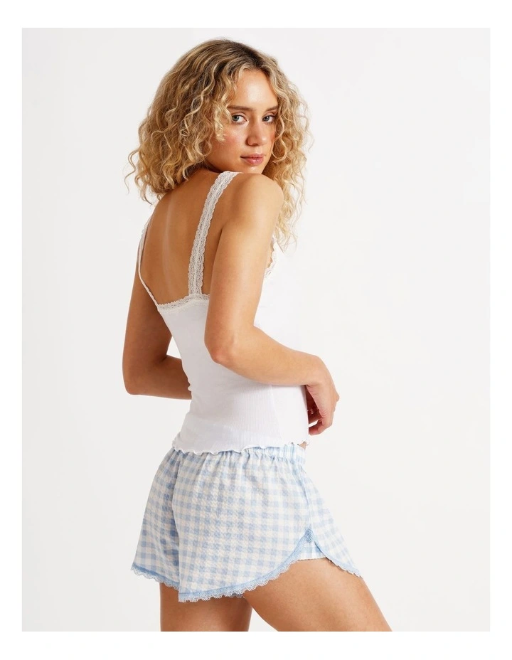 Lola Woven Boxer Short in Blue Gingham Print image 5
