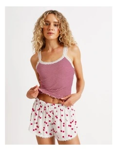 Lola Woven Boxer Short in Cherry Ditsy Print