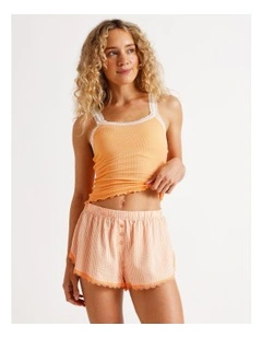 Lola Woven Boxer Short in Peach Stripe Print