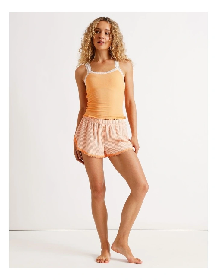 Lola Woven Boxer Short in Peach Stripe Print image 2