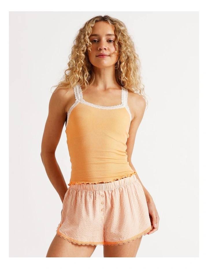 Lola Woven Boxer Short in Peach Stripe Print image 4