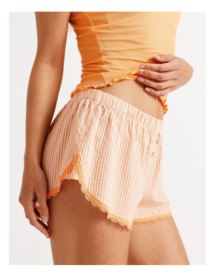 Lola Woven Boxer Short in Peach Stripe Print image 5