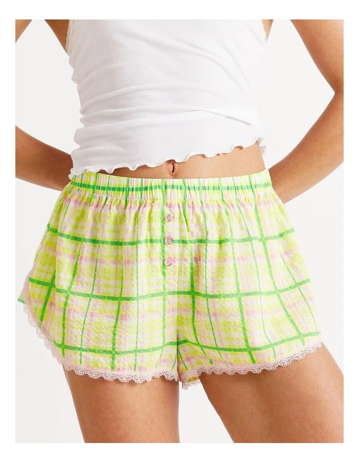 Woven Boxer Short in Melon Check Print image 3