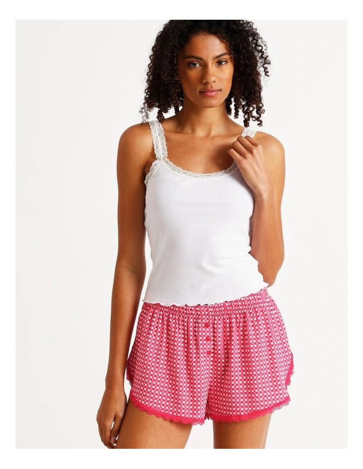 Lola Woven Boxer Short in Chilli Red Gingham Print image 2