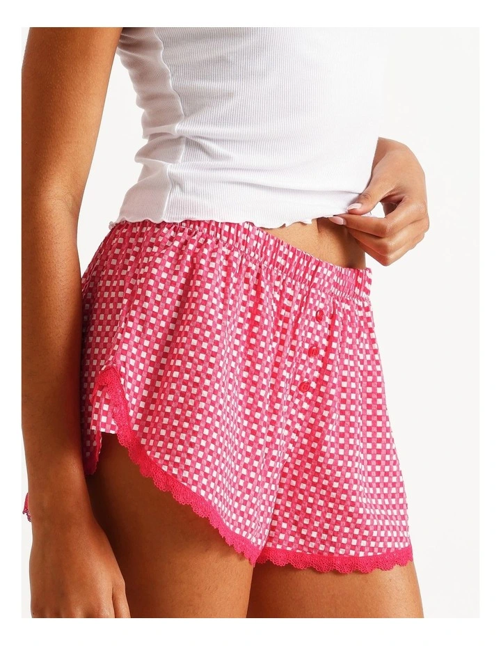 Lola Woven Boxer Short in Chilli Red Gingham Print image 3