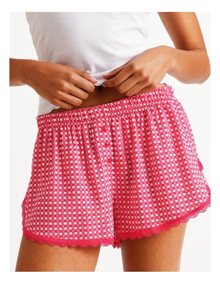 Lola Woven Boxer Short in Chilli Red Gingham Print image 5