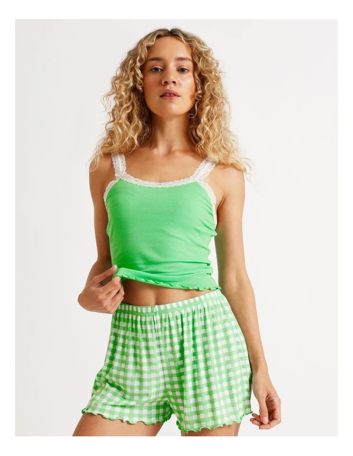 Lola Rib Short in Melon Gingham Print image 1