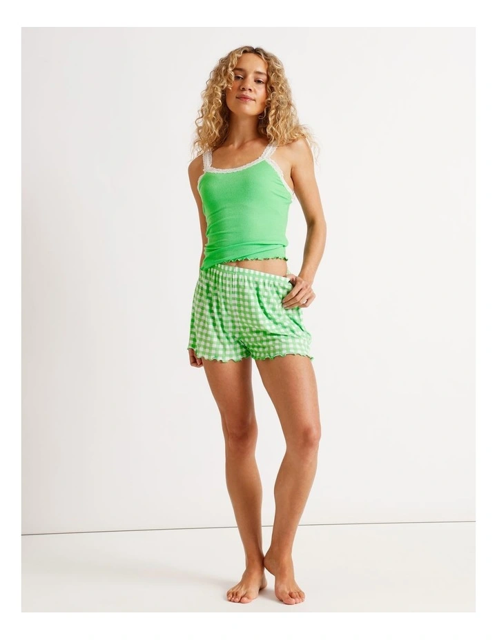 Lola Rib Short in Melon Gingham Print image 3