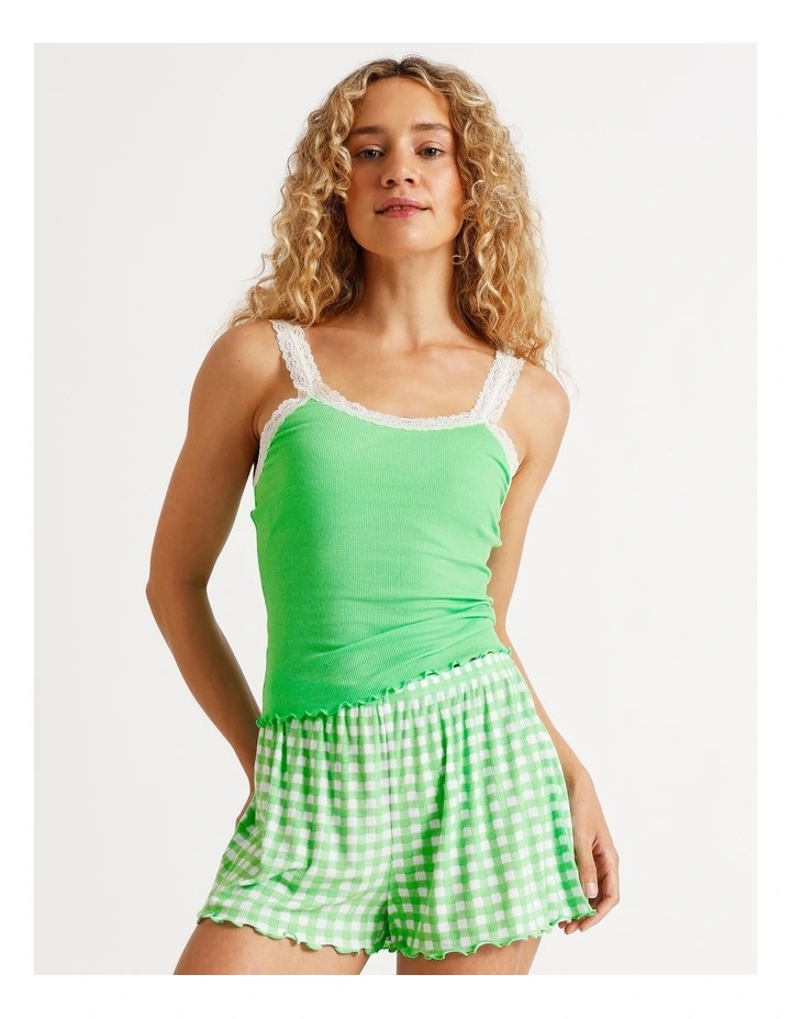 Lola Rib Short in Melon Gingham Print image 4