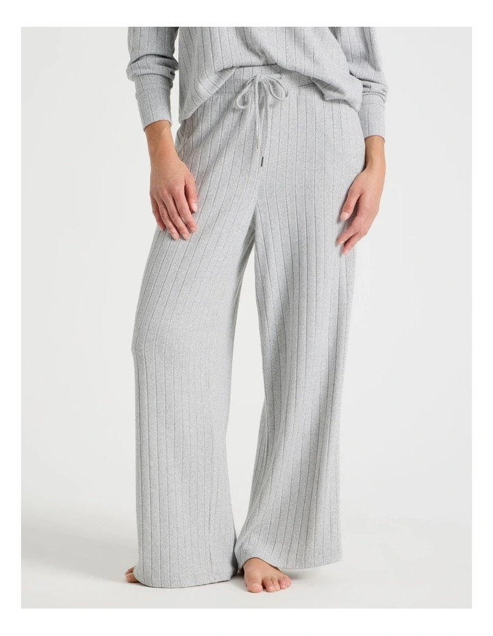 Cosy Rib Wide Leg Pant in Grey Marle image 2