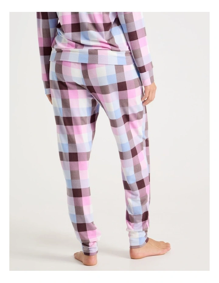 Cosy Supersoft Cuffed Pant in Pink Check Print image 4