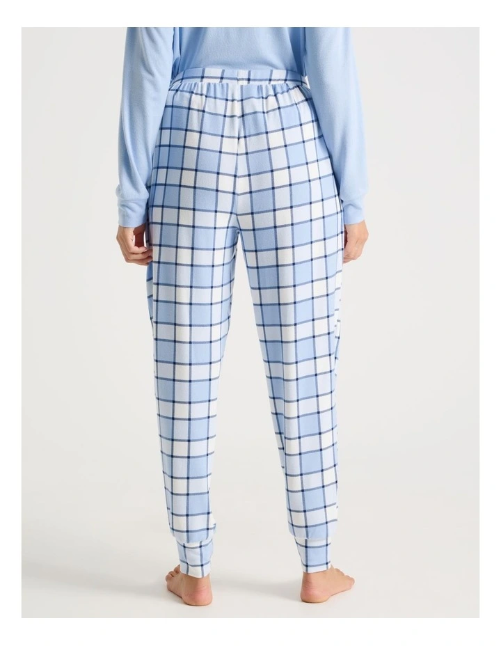 Cosy Supersoft Cuffed Pant in Soft Blue Check image 5