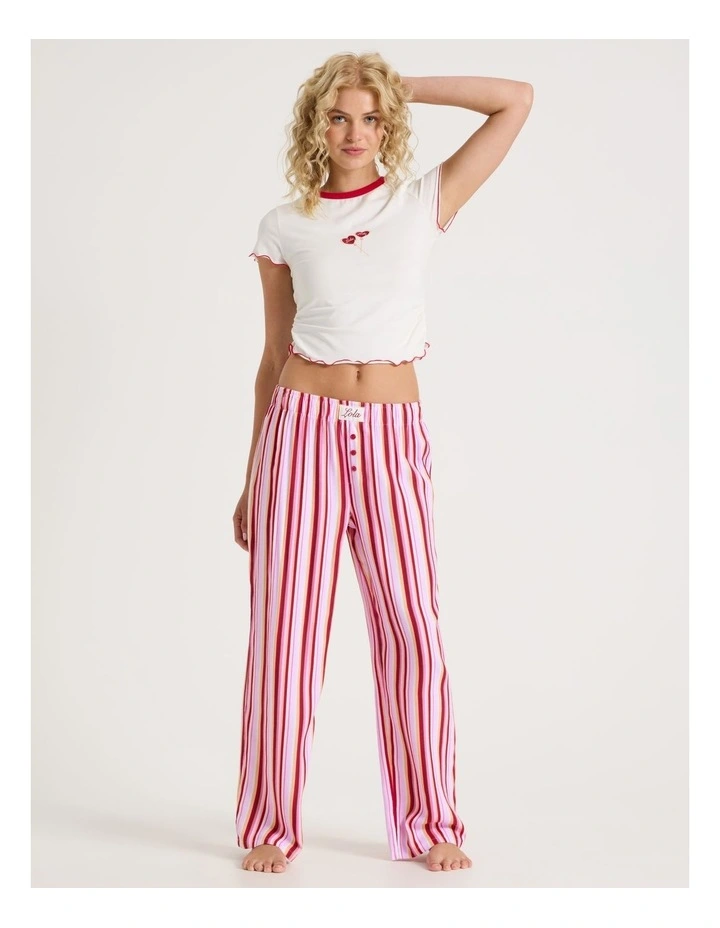 Lola Flannelette Boyfriend Pant in Sweet Stripe Print image 1