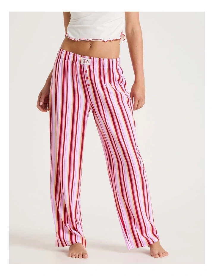 Lola Flannelette Boyfriend Pant in Sweet Stripe Print image 2
