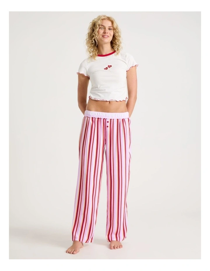 Lola Flannelette Boyfriend Pant in Sweet Stripe Print image 3