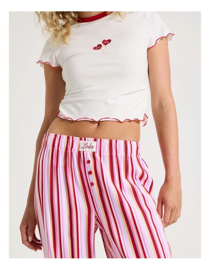 Lola Flannelette Boyfriend Pant in Sweet Stripe Print image 4