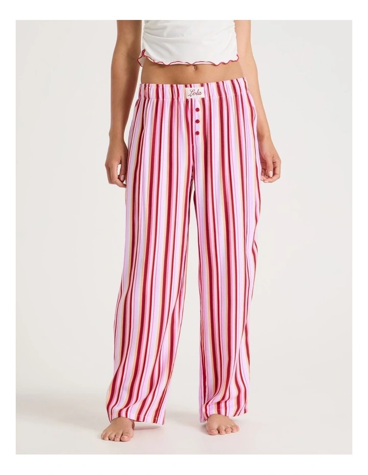 Lola Flannelette Boyfriend Pant in Sweet Stripe Print image 7