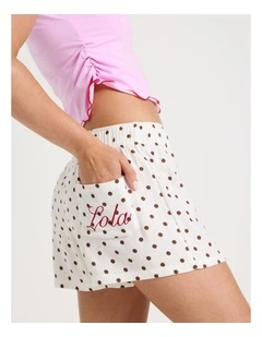 Lola Flannelette Boxer Short in Chocolate Spot Print