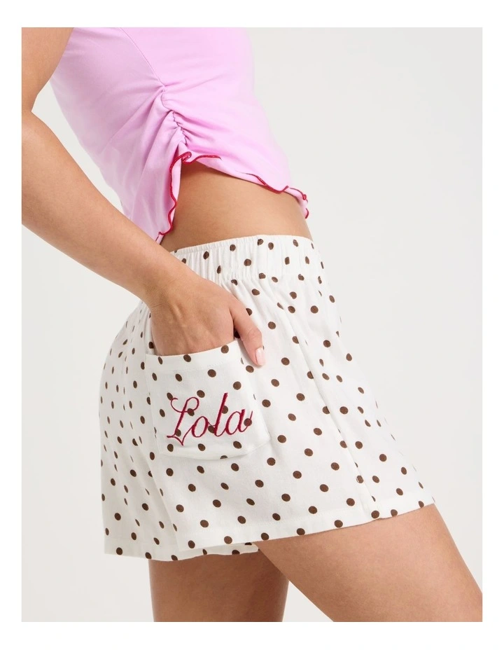 Lola Flannelette Boxer Short in Chocolate Spot Print image 1
