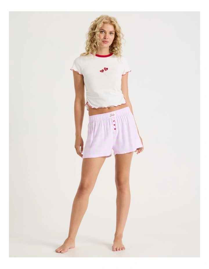 Lola Flannelette Boxer Short in Pink Gingham Print image 2