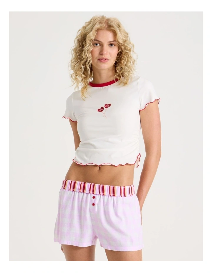 Lola Flannelette Boxer Short in Pink Gingham Print image 3