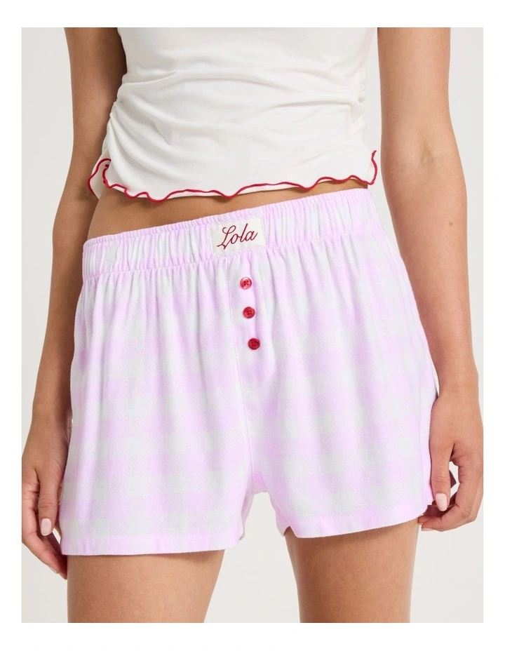 Lola Flannelette Boxer Short in Pink Gingham Print image 4