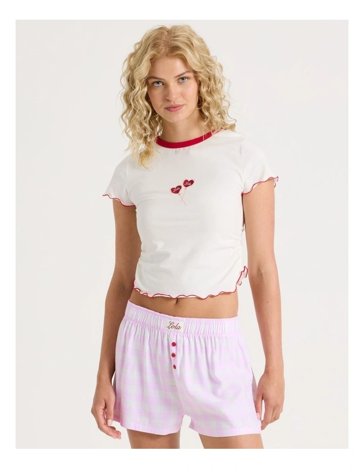 Lola Flannelette Boxer Short in Pink Gingham Print image 5