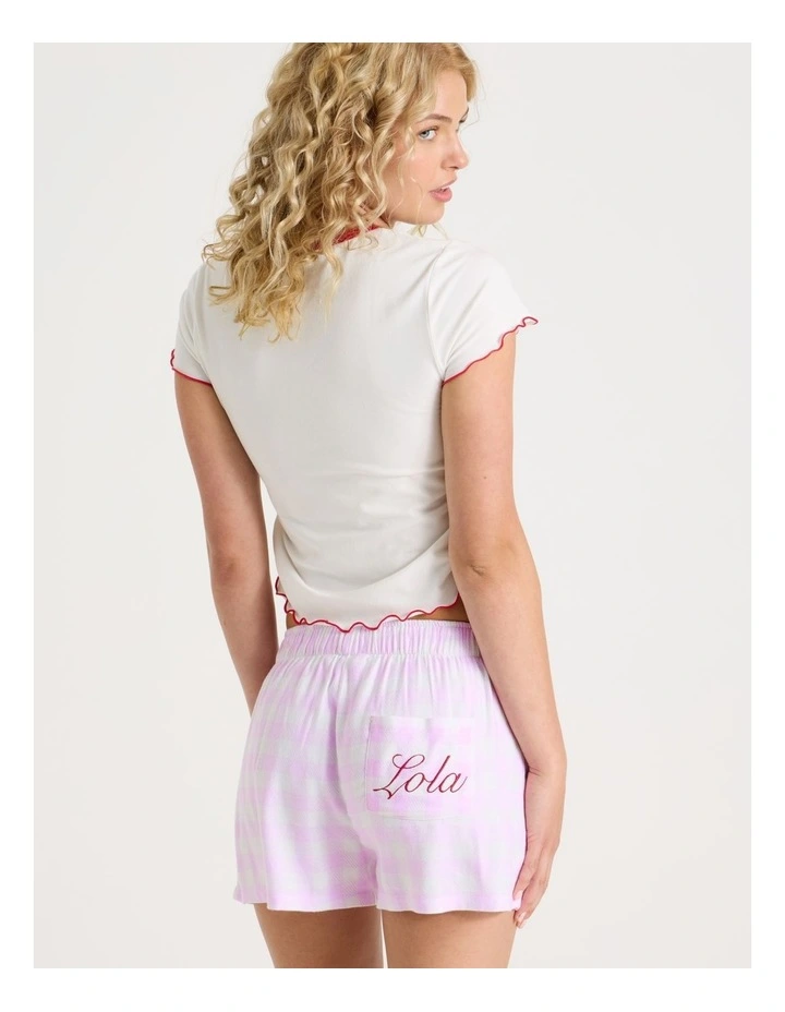 Lola Flannelette Boxer Short in Pink Gingham Print image 6
