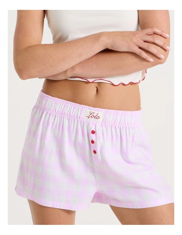 Lola Flannelette Boxer Short in Pink Gingham Print image 7