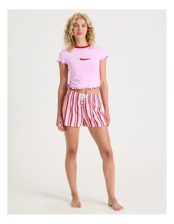 Lola Flannelette Boxer Short in Sweet Stripe Print image 1