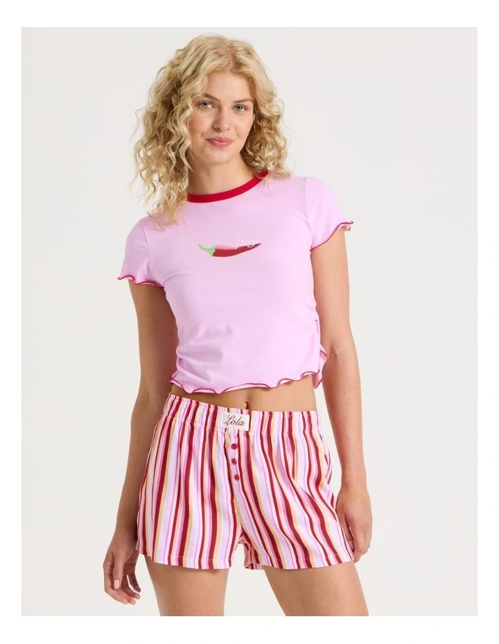 Lola Flannelette Boxer Short in Sweet Stripe Print image 2