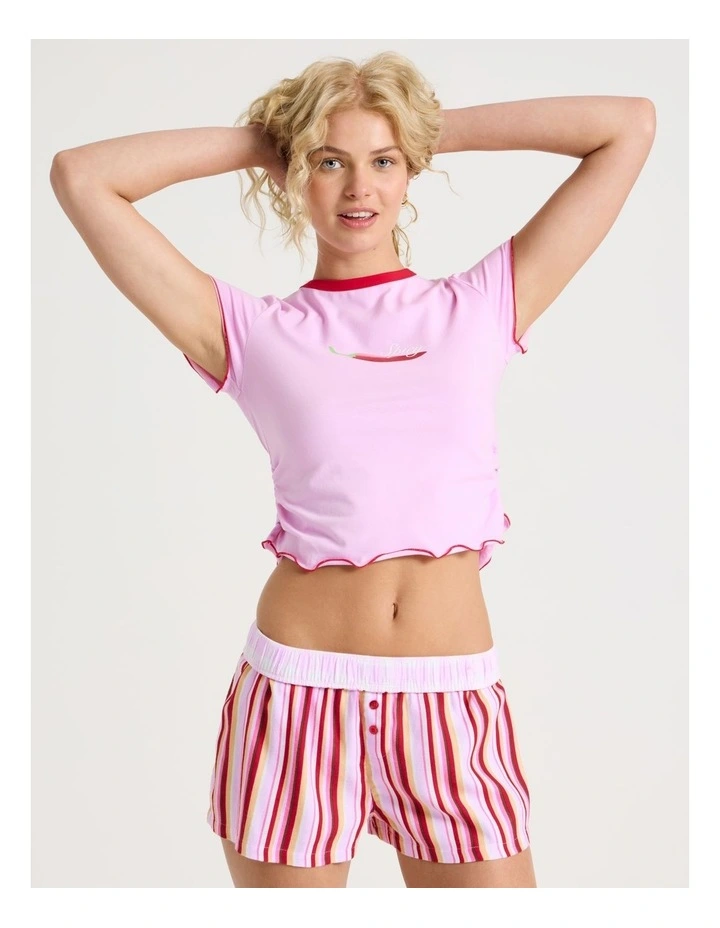 Lola Flannelette Boxer Short in Sweet Stripe Print image 3