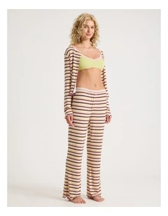 Lola Fluted Rib Pants in Sundae Stripe Print