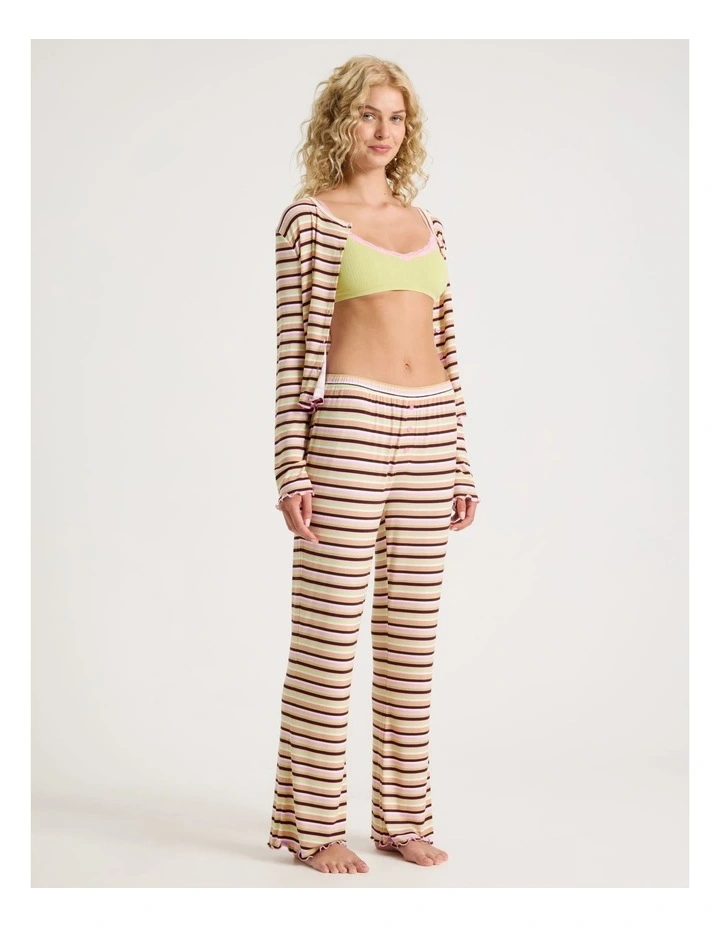 Lola Fluted Rib Pants in Sundae Stripe Print image 1