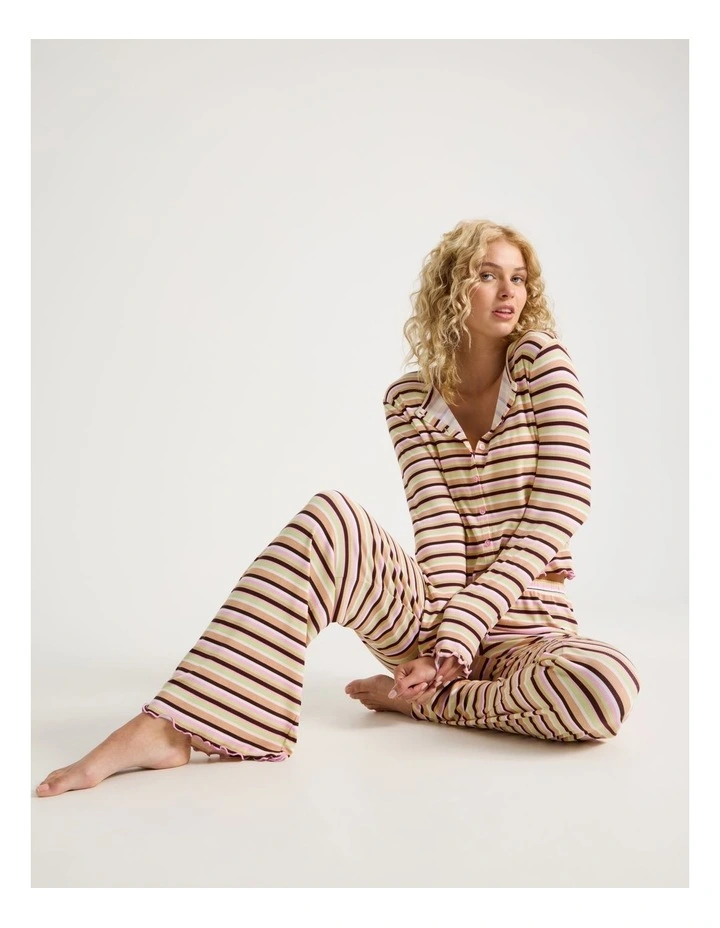 Lola Fluted Rib Pants in Sundae Stripe Print image 2