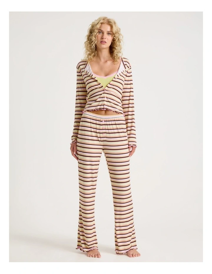 Lola Fluted Rib Pants in Sundae Stripe Print image 3