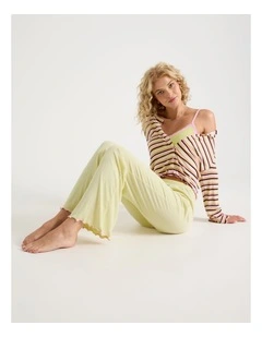 Lola Fluted Rib Pants  SCLW26826LY in Yellow