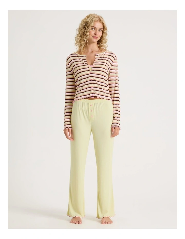 Lola Fluted Rib Pants SCLW26826LY in Yellow image 2