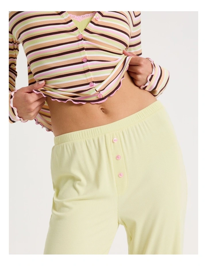 Lola Fluted Rib Pants SCLW26826LY in Yellow image 4