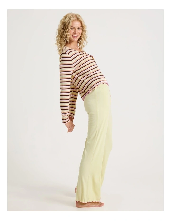Lola Fluted Rib Pants SCLW26826LY in Yellow image 5