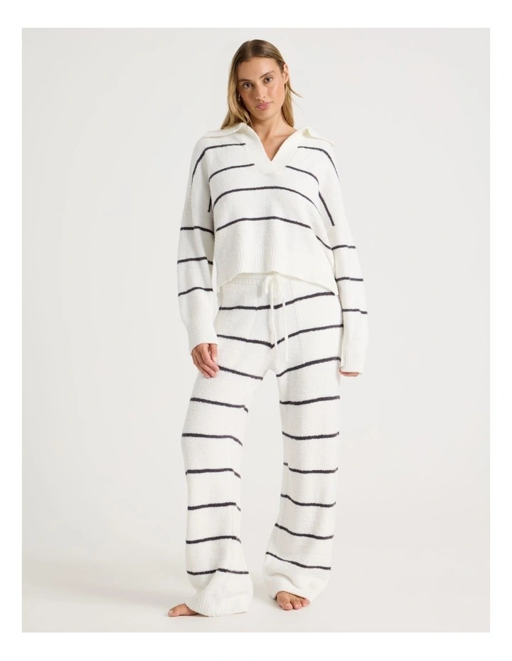 Cosy Boucle Straight Leg Pant in Ivory Y/D Stripe image 2