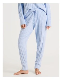 Cosy Boucle Wide Rib Cuffed Pant in Soft Blue