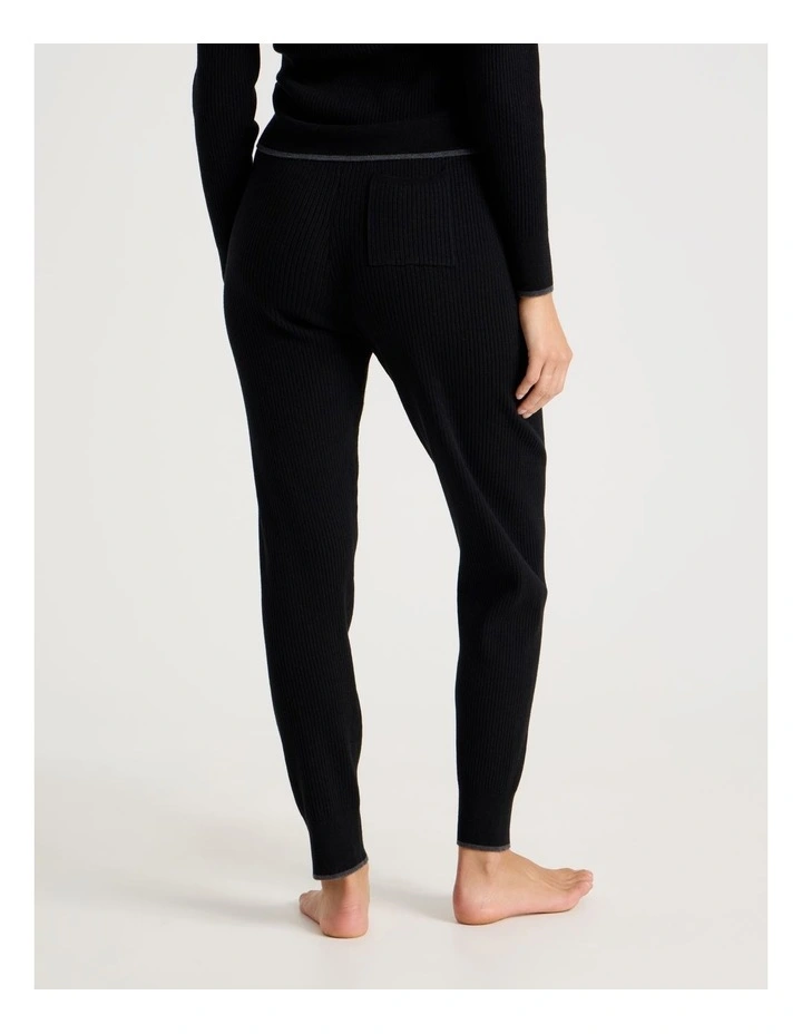 Premium Knit Tipped Slim Pant in Black image 4