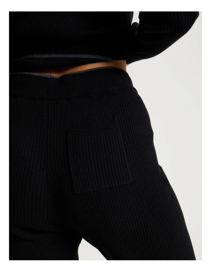 Premium Knit Tipped Slim Pant in Black image 5