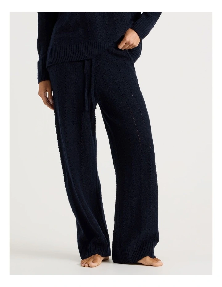 Cosy Knit Hole Wide Leg Pant in Navy image 1