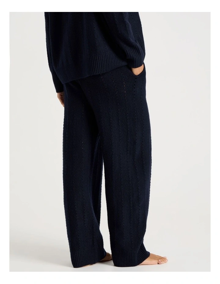 Cosy Knit Hole Wide Leg Pant in Navy image 3