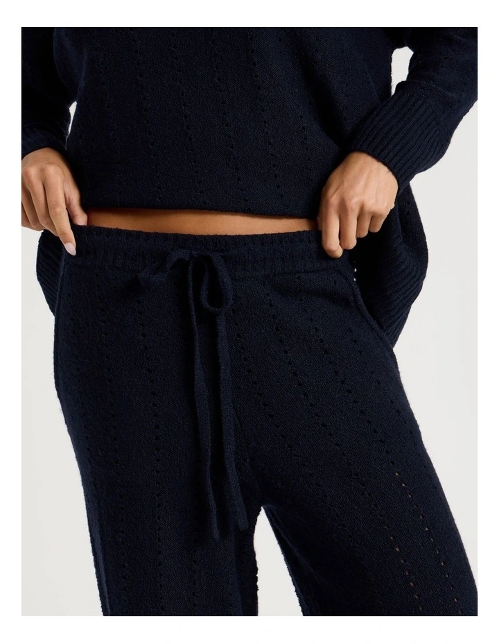 Cosy Knit Hole Wide Leg Pant in Navy image 5