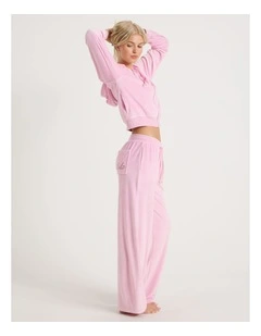 Lola Velour Wide Leg Pant in Fairy Floss Pink
