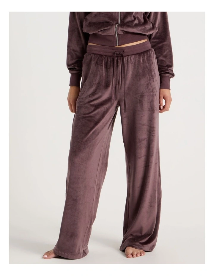 Lola Velour Wide Leg Pant in Burnt Fig image 2