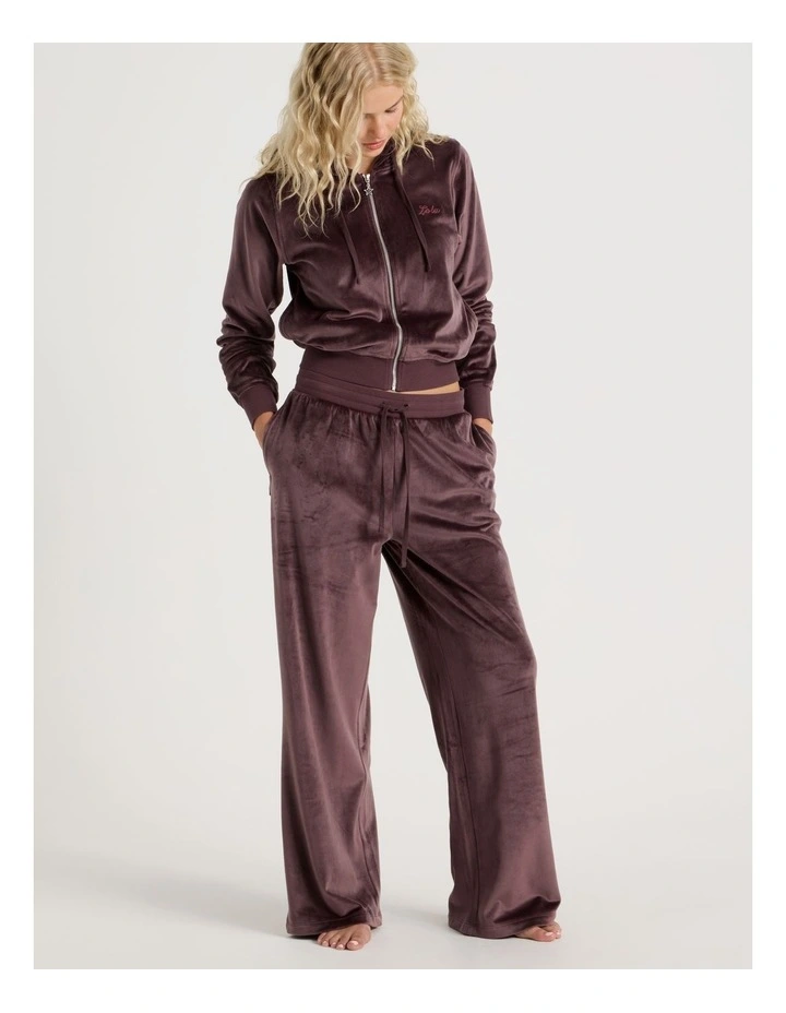 Lola Velour Wide Leg Pant in Burnt Fig image 3